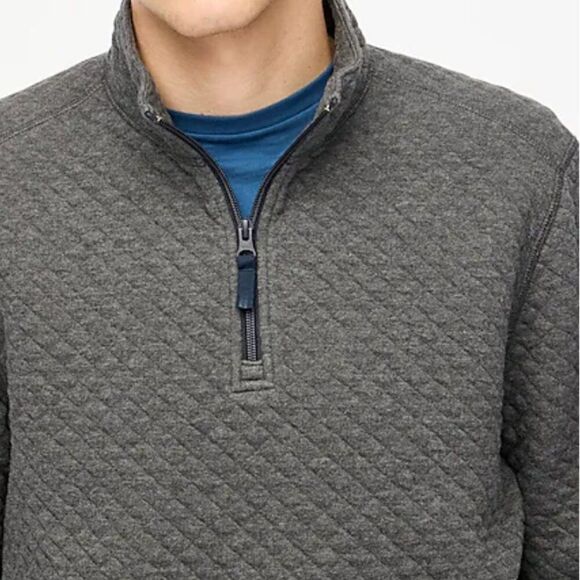 J. Crew Factory  bs847 Gray Quilted half-zip NWT size medium - Picture 3 of 8